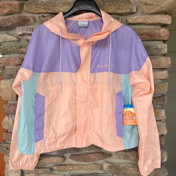 Columbia Flash Challenger Cropped Windbreaker Women's L XL Peach Purple NWT - Picture 6 of 7
